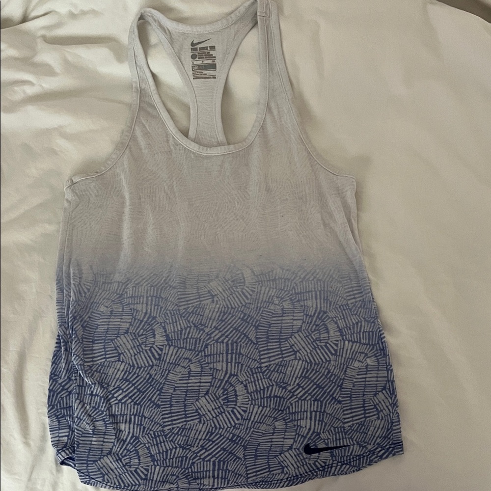 Nike Women's Ombre Blue and White Tank Top
